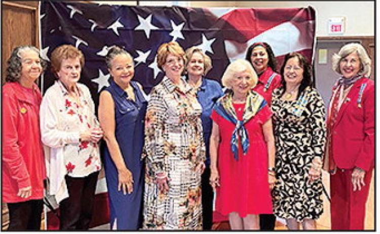Several members of the Cane River Chapter, National Society of the Daughters of the American Revolution, attended a Constitution Week Luncheon Sept. 20 hosted by the Northwest District of DAR at First Methodist Church in Shreveport. DAR celebrates Constitution Week Sept. 17-23. From left are Nazy LaCour, Elaine Bacon, Jeanette Foor, Regent Peggy Aycock, Carolyn Roy, Yolande Pinckley, Nicole Delphin, Martha Conde and Minnie Metoyer.