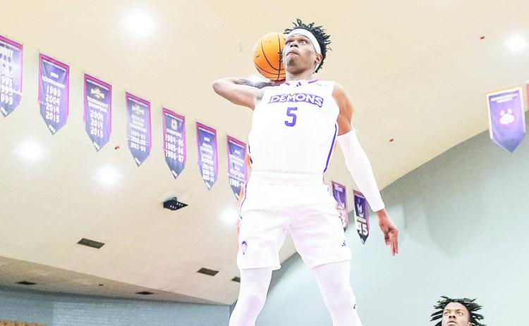 Ryan Forrest throws down a dunk during Northwestern State’s 101-54 win against Dallas Christian on Monday night. Photo by Chris Reich/NSU Photographic Services