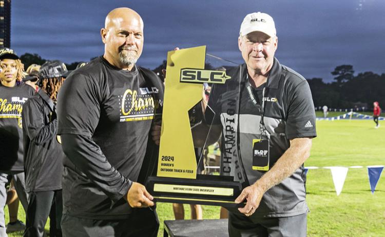 After guiding the Northwestern State women’s track and field team to its first ever outdoor team title, head coach Mike Heimerman was named Southland Conference Women’s Coach of the Year. Photo by Prentice James