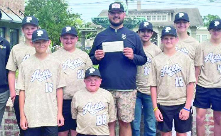 BOM is a sponsor of the Provencal Aces 14U baseball team. Pictured left to right: Back row- BOM’s Brooklyn Broussard and Jorian Dodd, Chandler Mitchell, Collin Jones, Head Coach Daniel Jones, Josh Simmons, Ethaen Bynog, Khane Beaudion, BOM’s Mary Scruggs and Hannah Macato. Front row: Jace Severance, Kohen Jones and Ryne Williams.