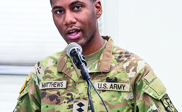 Cadet Caiden Matthews of Shreveport is the recipient of the department’s highest honor, the Major General Urban W. Wise Touchstone Award.