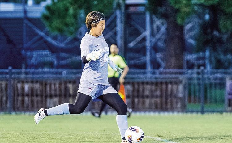 Saki Tsuchiya stopped four shots, including three massive ones in the first half, but LSU scored used a second half onslaught to turn a scoreless first half into a 5-0 LSU win.