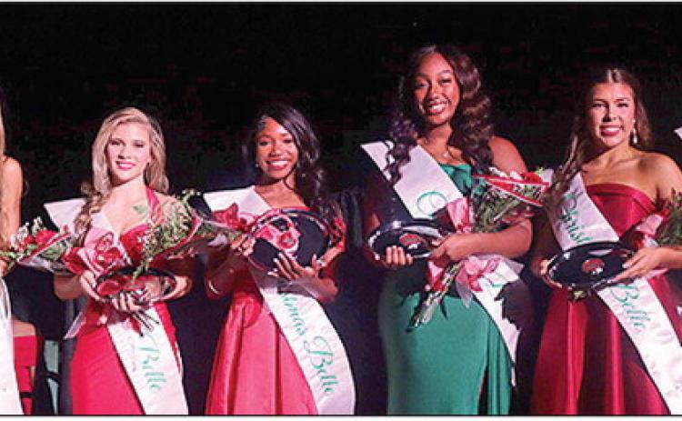 The Christmas Belles are, from left, Camille Procell, Senior at St. Mary High School; Ava Wren, Senior at St. Mary High School; Daija Hampton, Senior at Natchitoches Central High School; Charity Marshall, Senior at Natchitoches Central High School; Carlie Spears, Senior at Lakeview High School; and Summer Rushing, Senior at St. Mary High School.