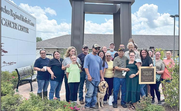 Simon Sarpy Jr. is grateful that he is cancer free as of June 10 when he took his last treatment. Sarpy is third from right on front row.