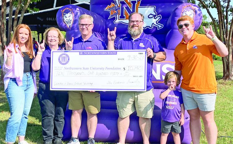 The family of Leonard F. Endris created a scholarship in his memory through a donation to the Northwestern State University Foundation. From left are Claire Endris, Robbie Williamson Endris, Matt Endris, Paul Endris, Judson Endris and Levi Endris.