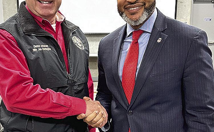 District Attorney Billy Joe Harrington and United States Attorney Brandon Brown at the conclusion of a planning strategy session regarding mitigating mass casualty events.