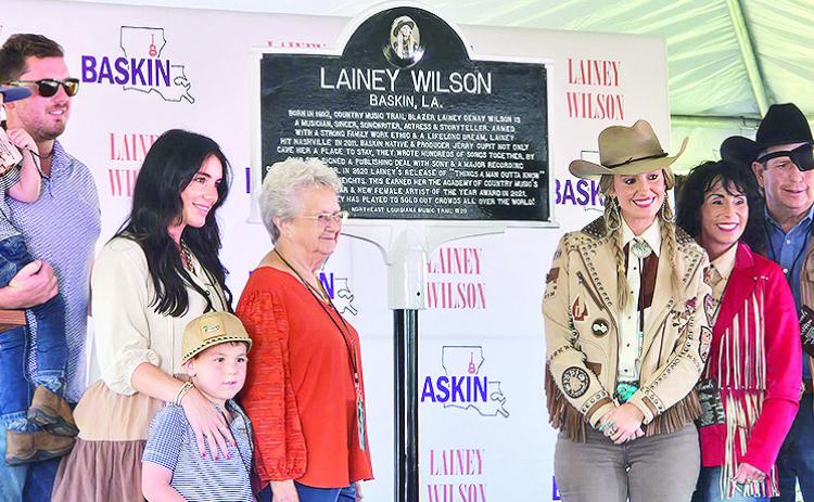 Friends and family were present when Baskin named a street after country and western superstar Lainey Wilson. She is third from right.