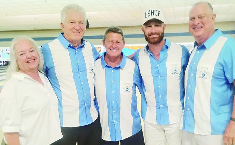 Paige Alost, Coach Mike McConathy, Coach Danny Broussard, Jonathan Lucroy and Coach John Brady were at the Celebrity Bowling Bash.