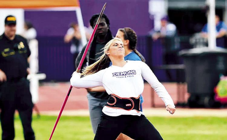 Former Northwestern State javelin thrower Ashley Aldredge Brooks was named to the LHSAA Hall of Fame Class of 2025. Photo by Gary Hardamon, NSU Photographic Services